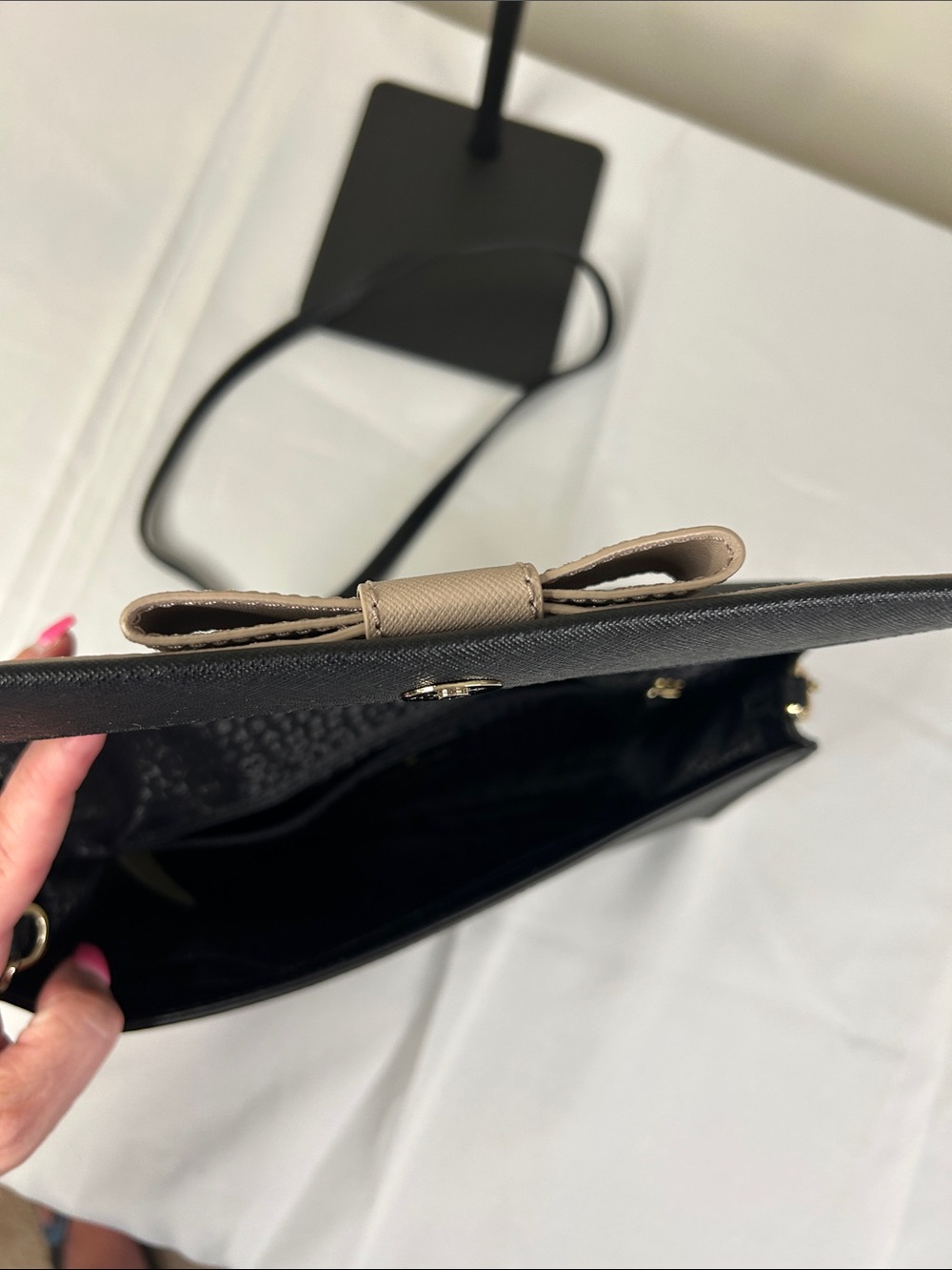 kate spade Black Crossbody with Blush Bow Accent - Picture 6 of 7